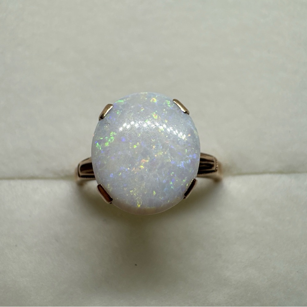 Vintage 10K Yellow Gold Opal Ring Size 6.25 Cocktail Heirloom Elegant Antique - Picture 3 of 14